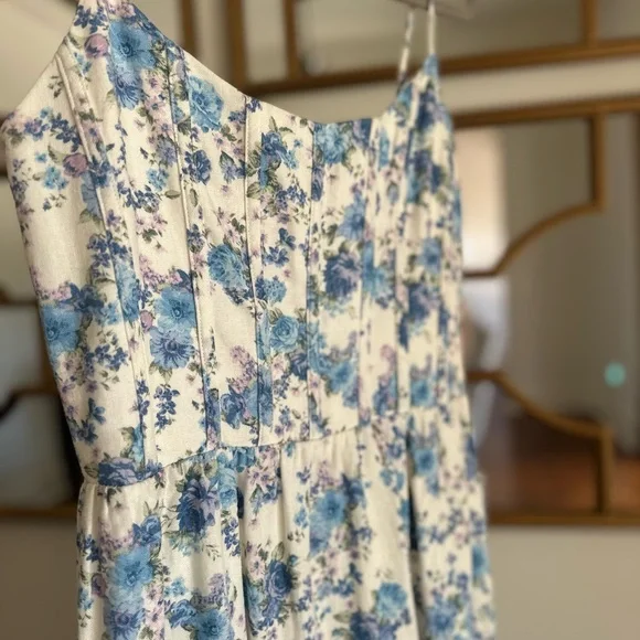 Charles Henry Blue Floral Pattern Dress - Picture 4 of 12